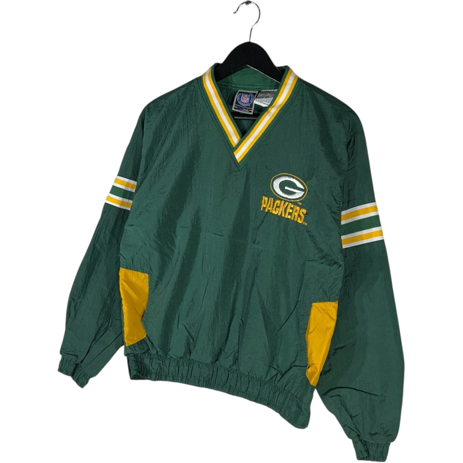 Collection of Vintage Youth NFL Green Bay Packers Nylon Warm-Up Jacket in a gallery layout