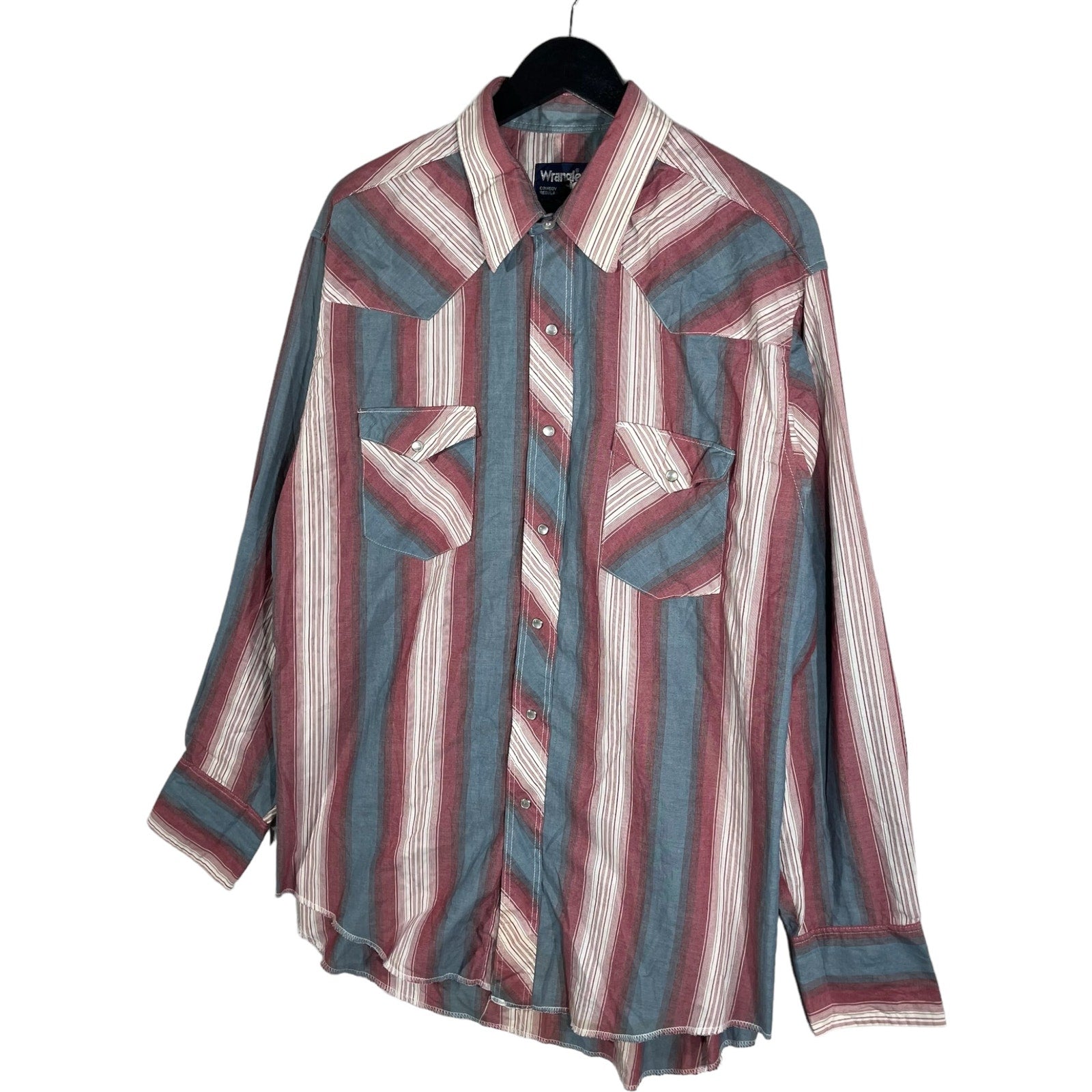 Collection of Wrangler Cowboy Cut Striped Long Sleeve Button Down in a gallery layout