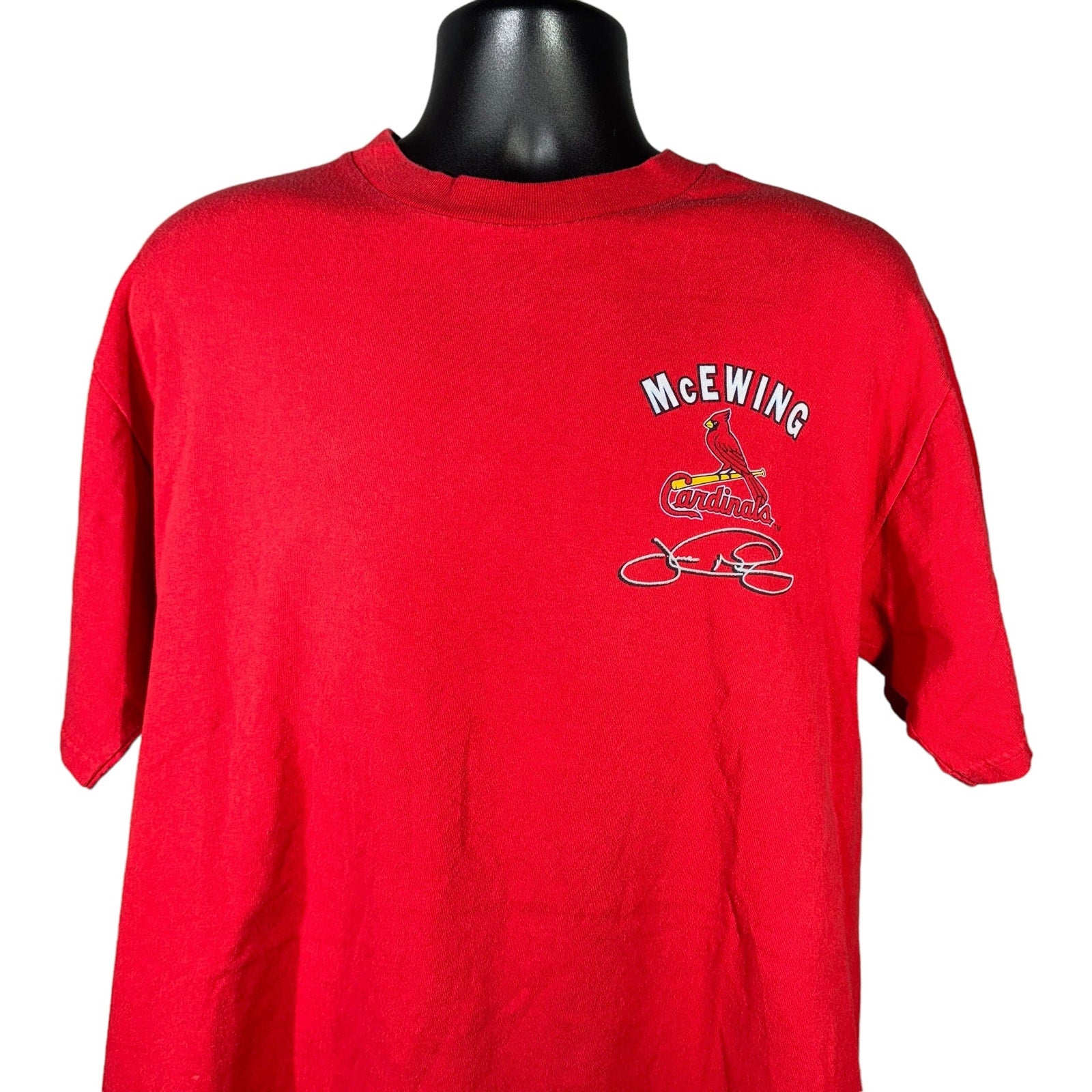 Collection of Vintage St. Louis Cardinals Joe McEwing MLB Tee 1999 in a gallery layout