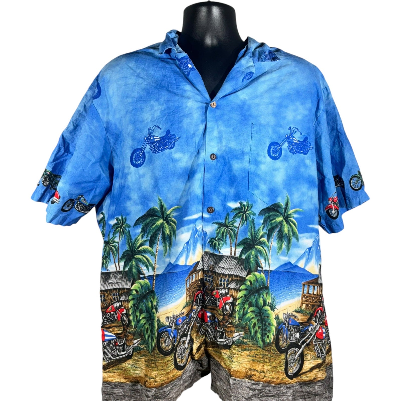 Collection of KY's Motorcycle Hawaiian Short Sleeve Button Up in a gallery layout