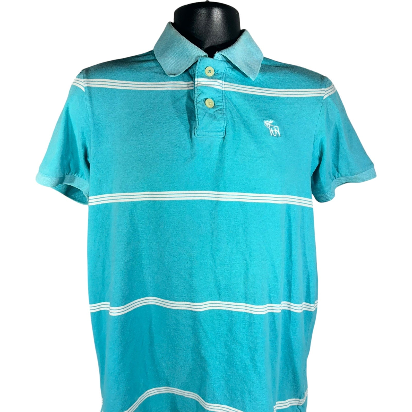 Collection of Abercrombie & Fitch Striped Short Sleeve Polo in a gallery layout