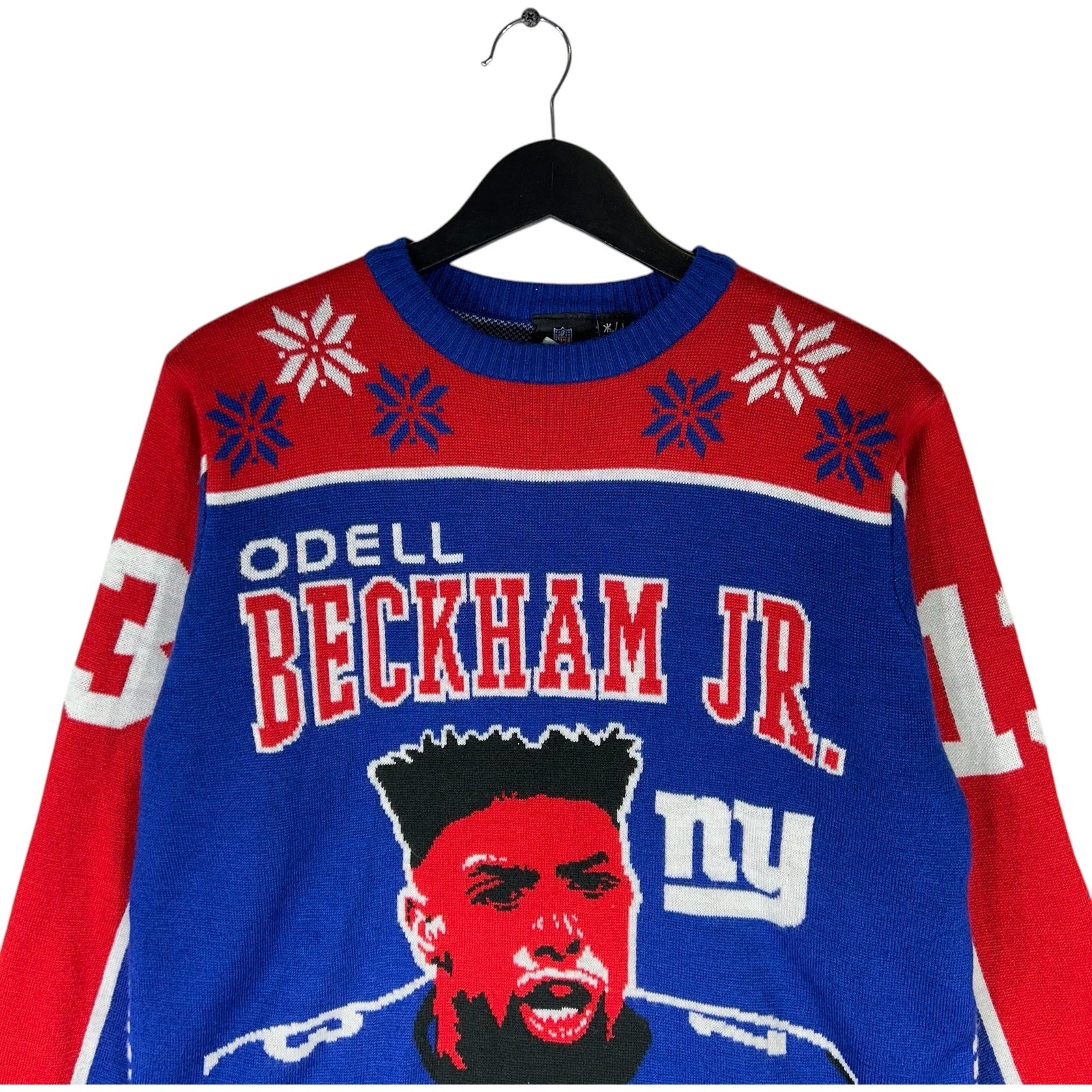 Collection of NFL New York Giants Odell Bechkam Jr. 13 Christmas Sweater in a gallery layout