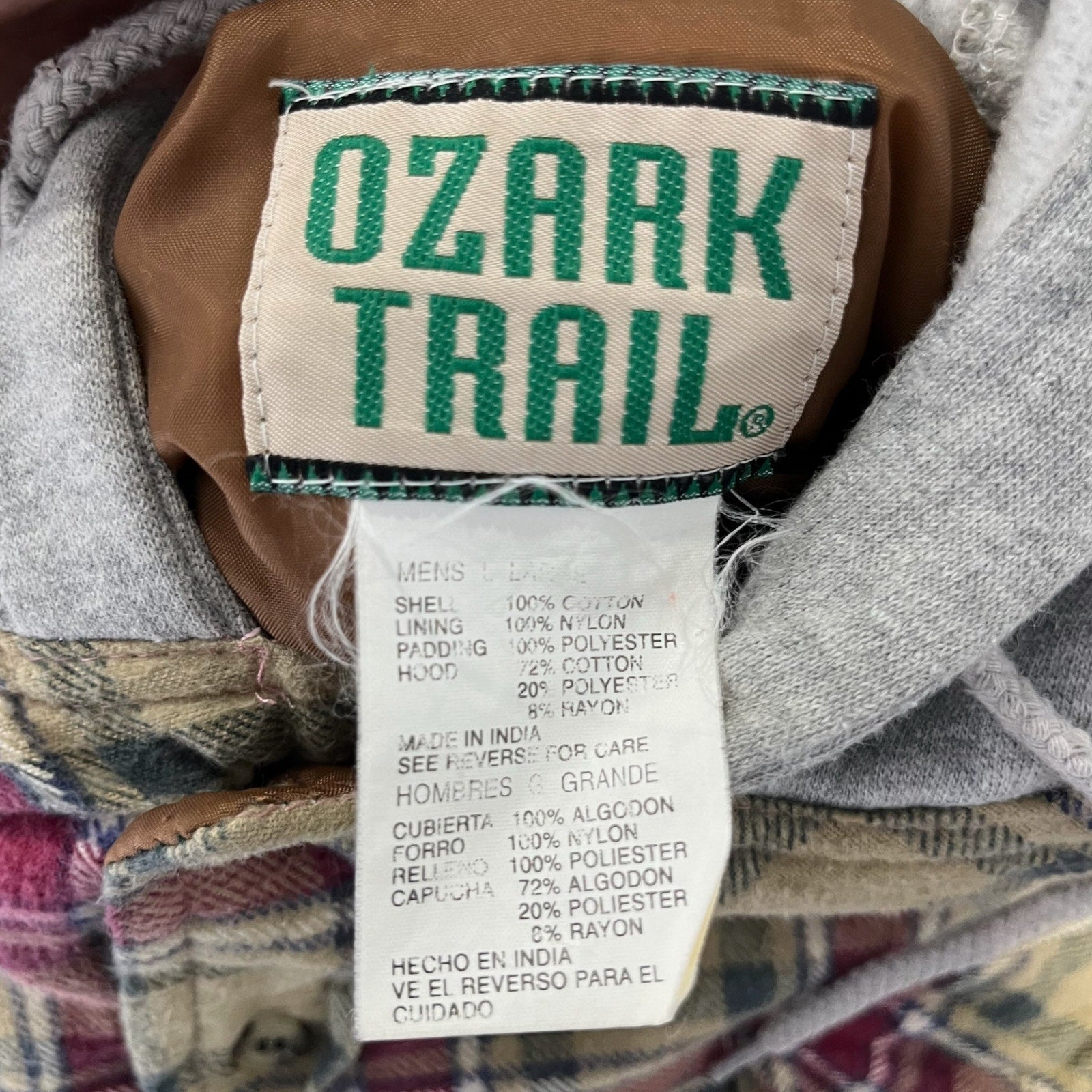 Collection of Ozark Trail Plaid Button Down Flannel Hoodie in a gallery layout