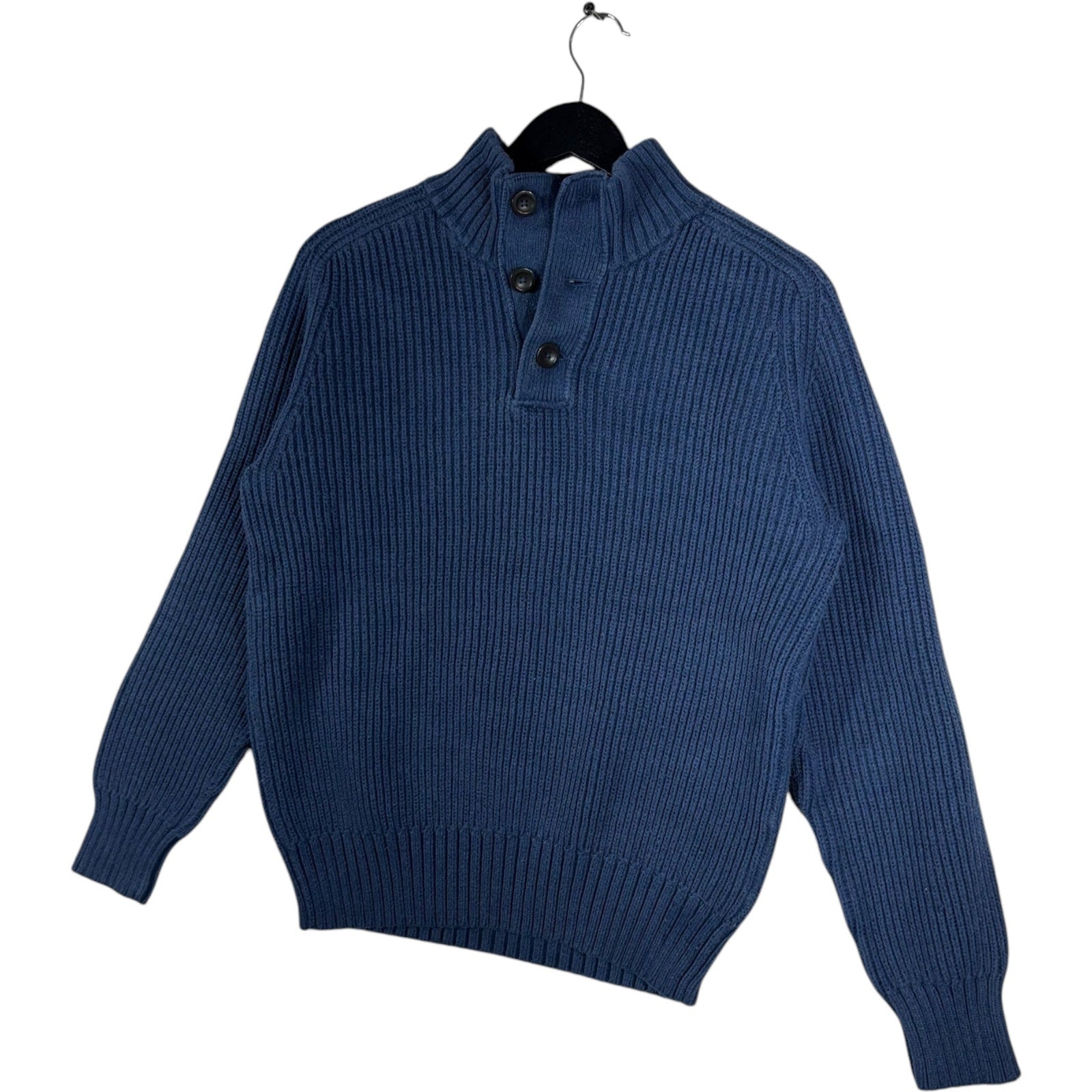 Collection of American Eagle Outfitters Ribbed Knit 1/2 Button Sweater in a gallery layout