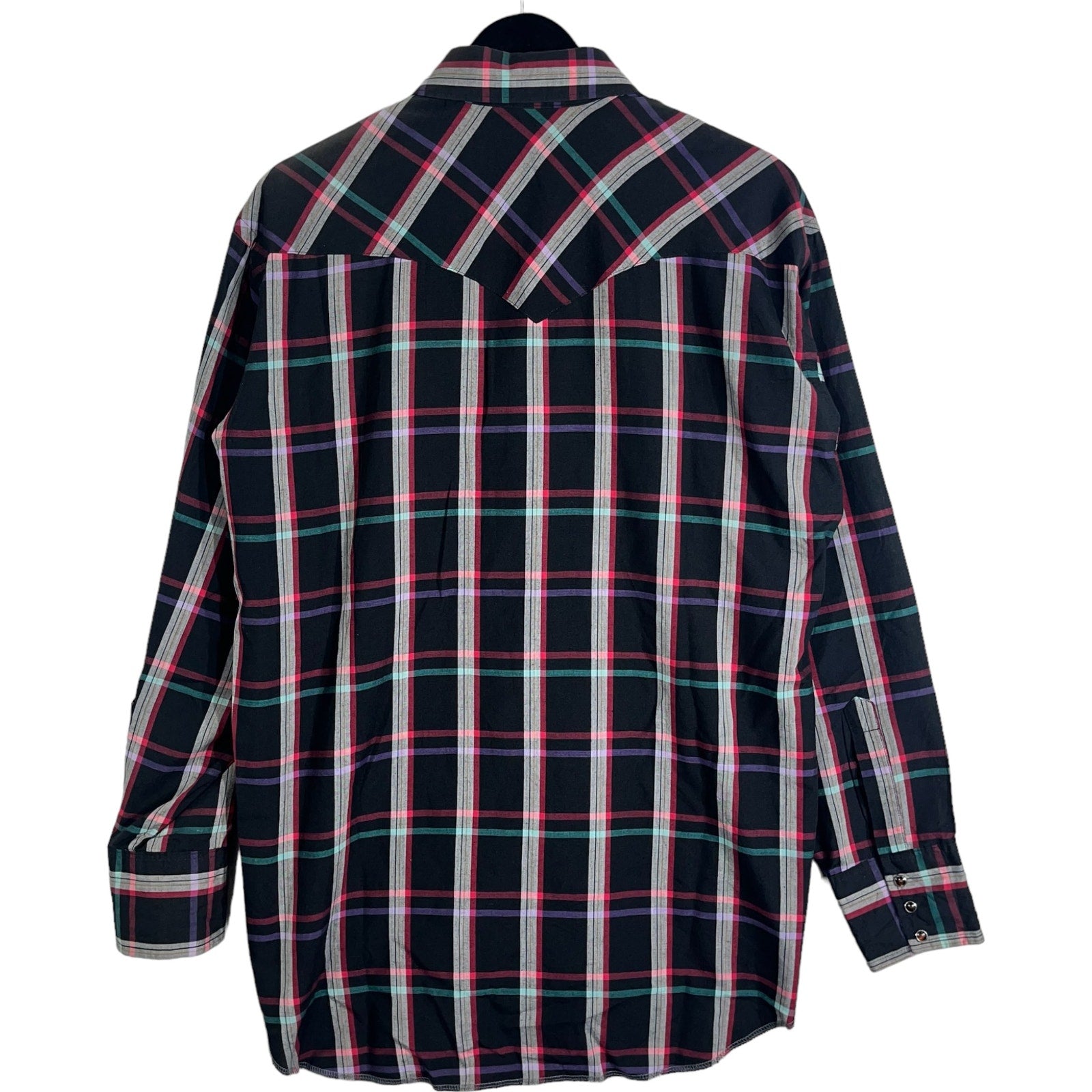 Collection of Vintage Wrangler Cowboy Cut Long Sleeve Plaid Button Down in a gallery layout