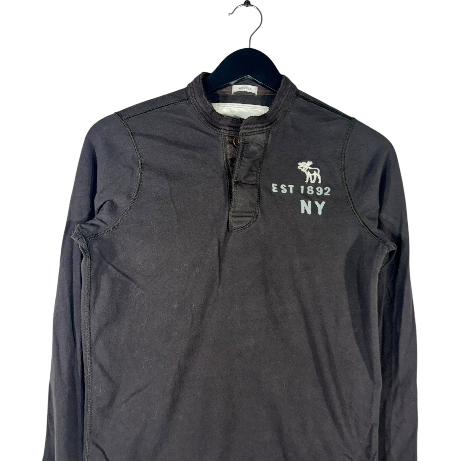 Collection of Abercrombie & Fitch Henley Long Sleeve in a gallery layout