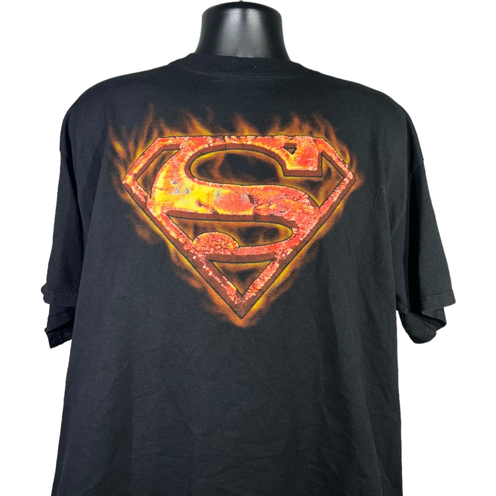 Collection of Vintage Superman Flaming S Logo Short Sleeve Tee in a gallery layout