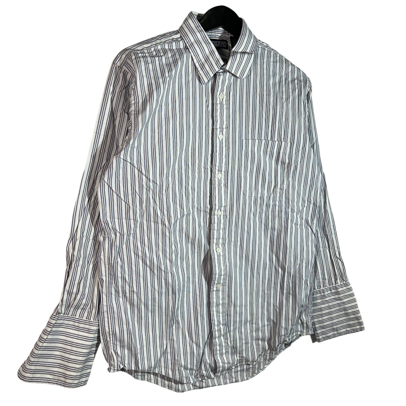 Collection of Lands End Striped Long Sleeve Button Down in a gallery layout