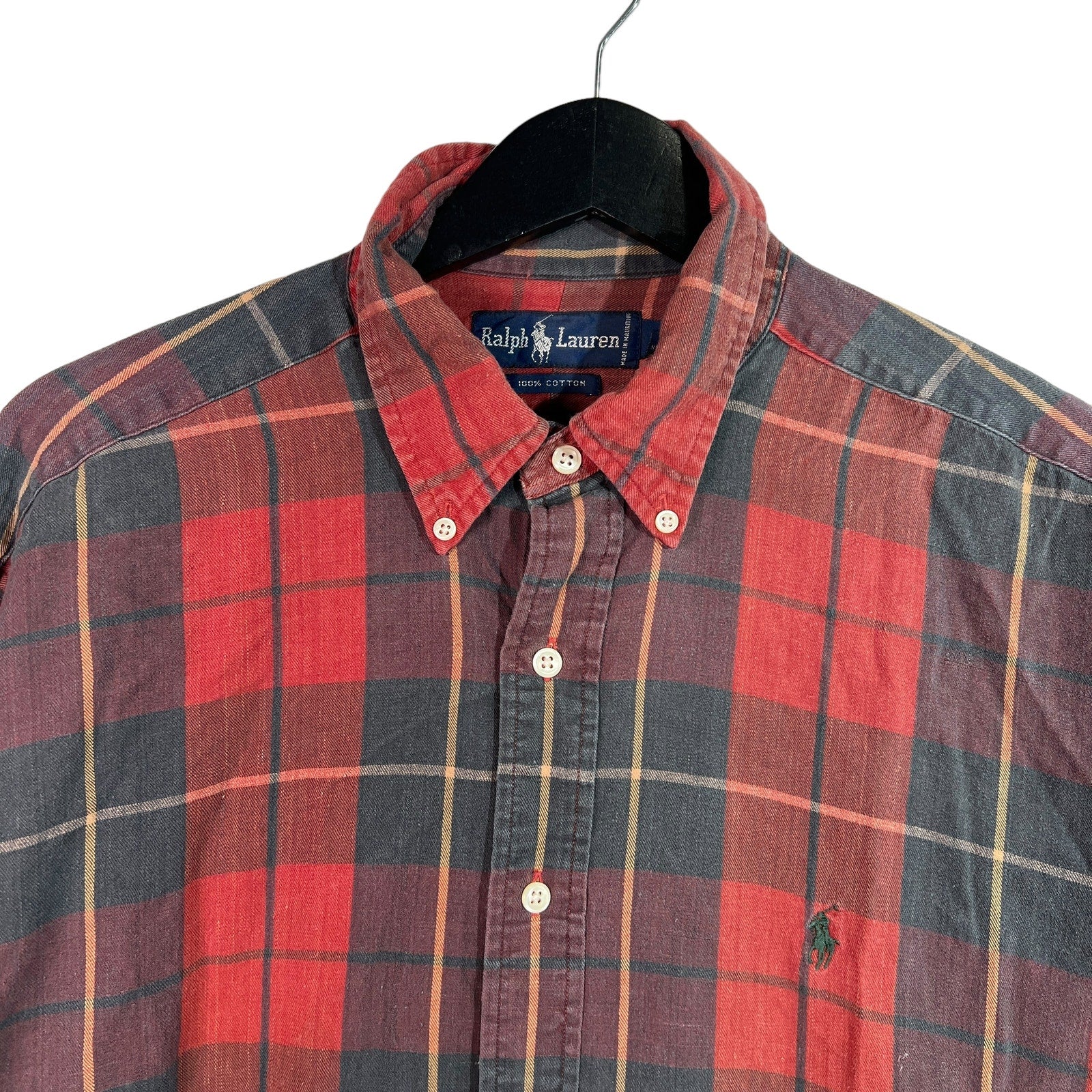 Collection of Vintage Ralph Lauren Button Down Plaid Dress Shirt in a gallery layout