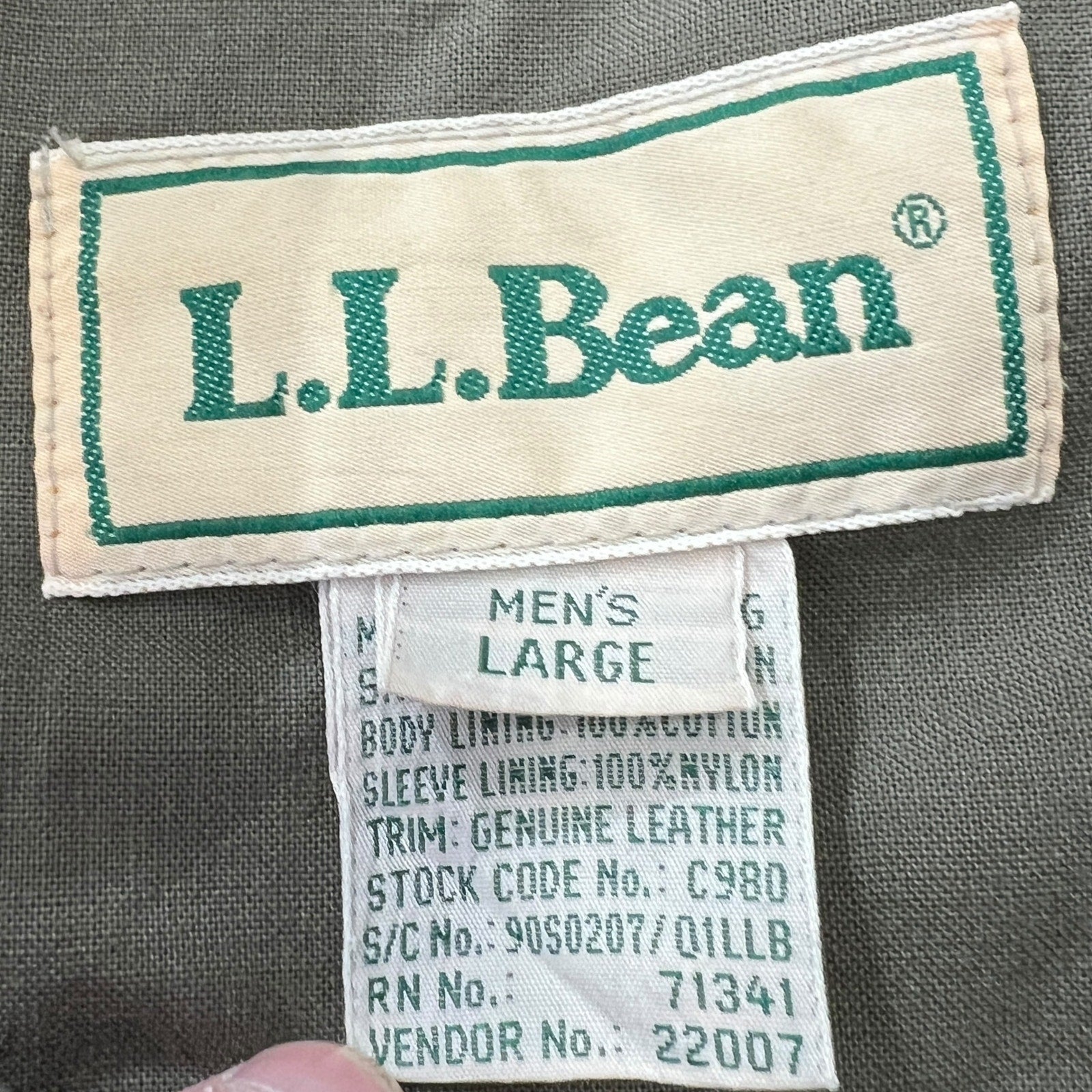 Collection of L.L.Bean Leather Collar Cotton Full Zip Jacket in a gallery layout