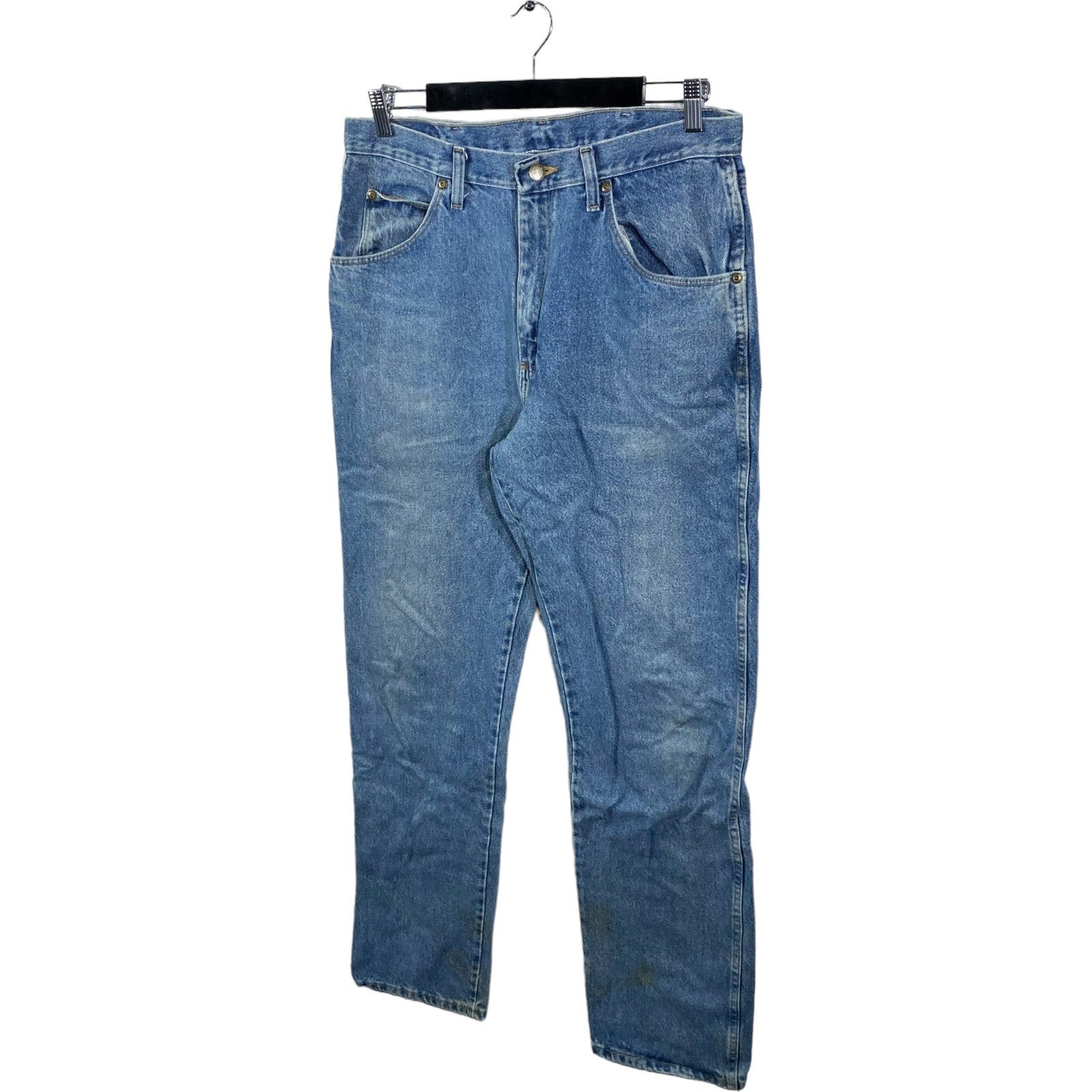 Collection of Wrangler Denim Straight Leg Jeans 34x34 in a gallery layout