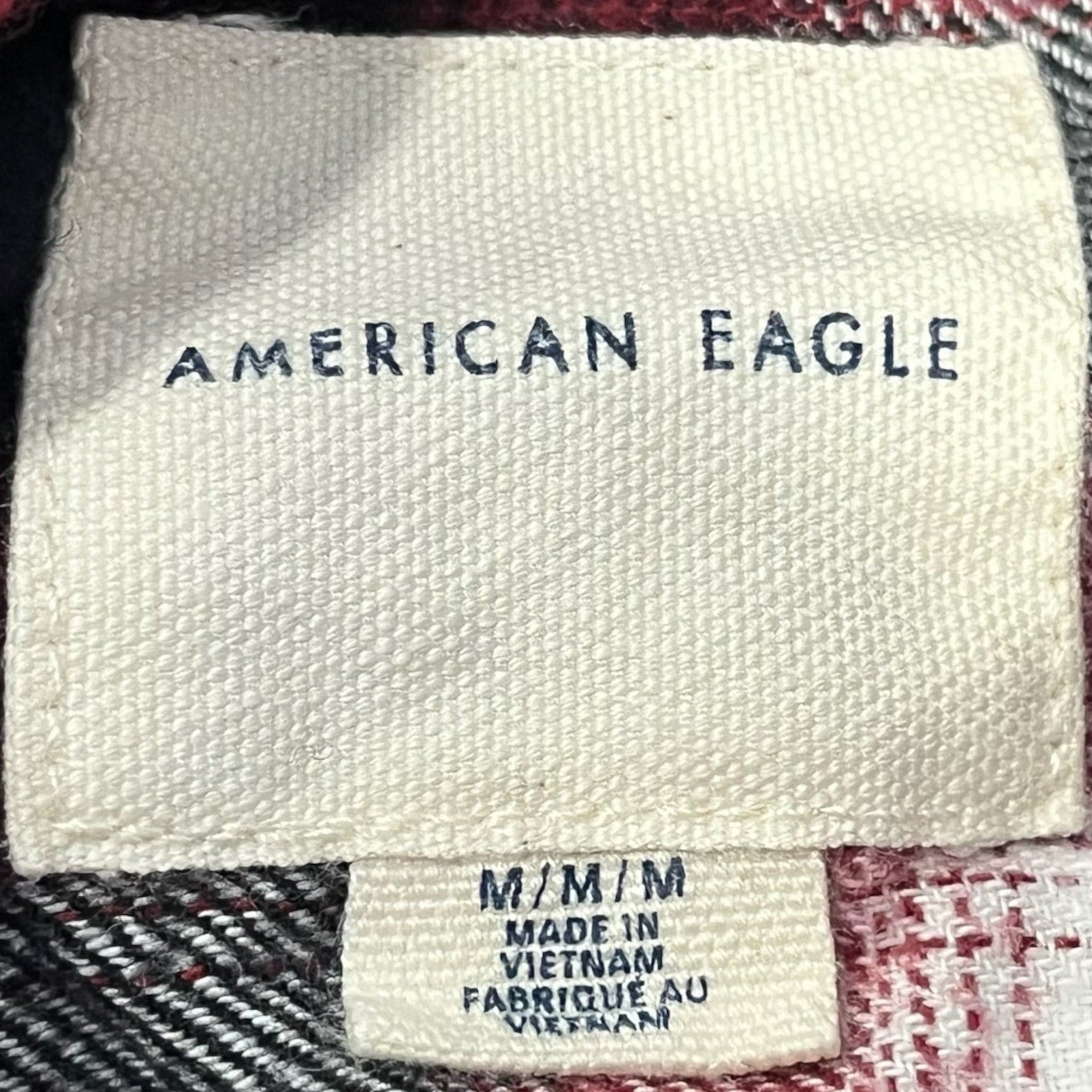 Collection of American Eagle Plaid Long Sleeve Hooded Flannel in a gallery layout