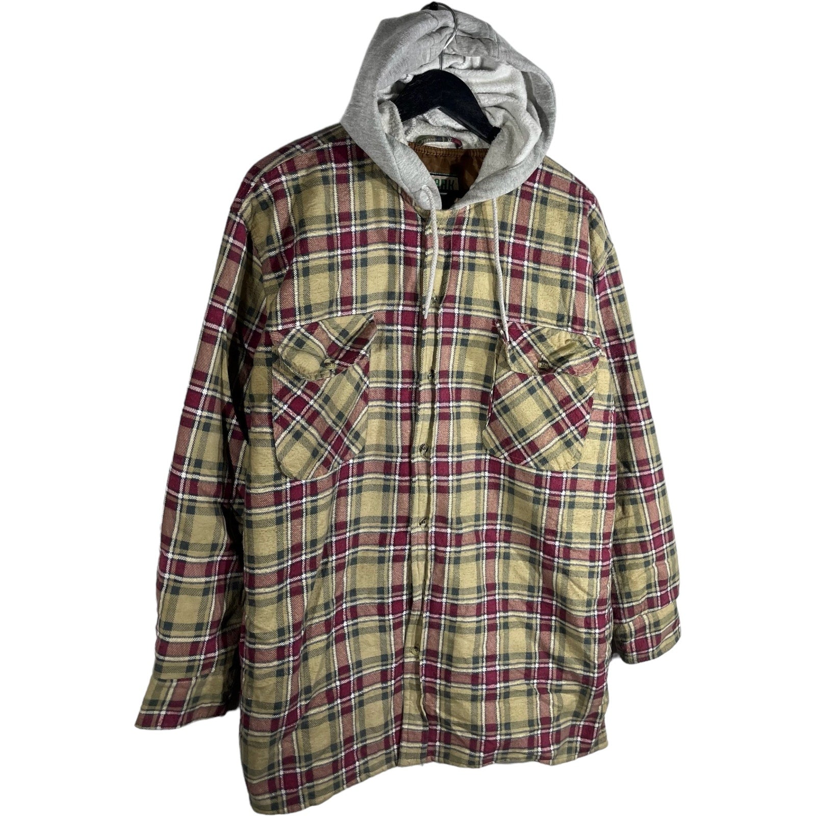 Collection of Ozark Trail Plaid Button Down Flannel Hoodie in a gallery layout