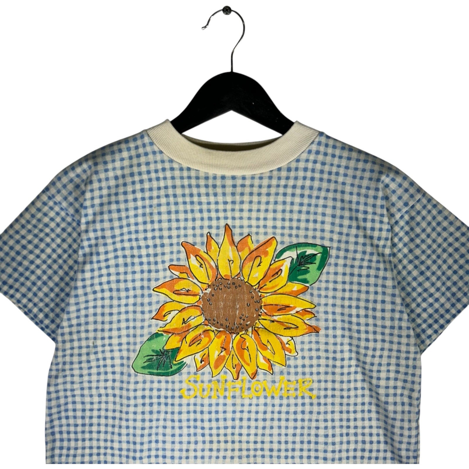 Collection of Vintage Women's Sunflower Plaid Baby Tee in a gallery layout