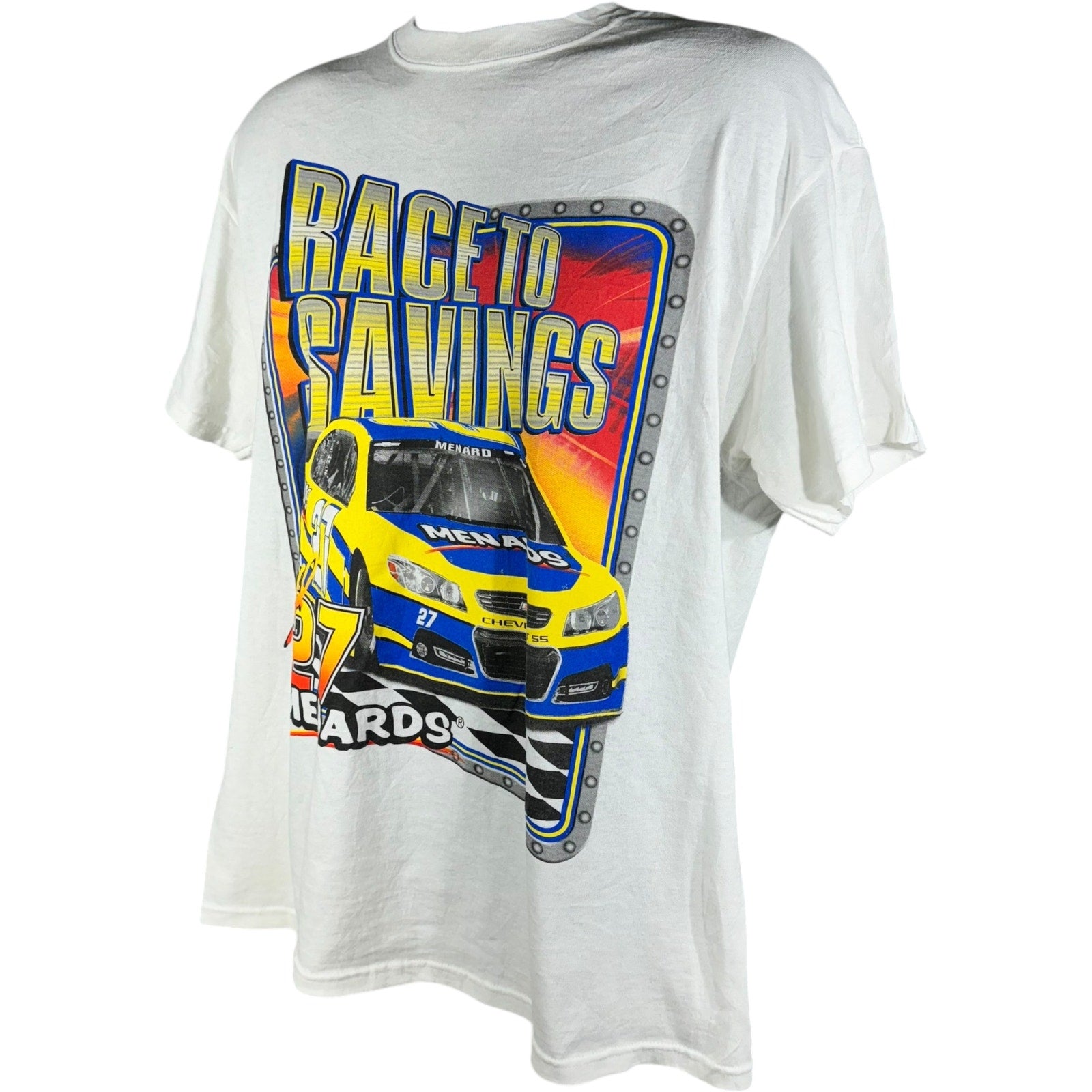 Collection of Race To Savings Paul Menards 27 Nascar Tee in a gallery layout