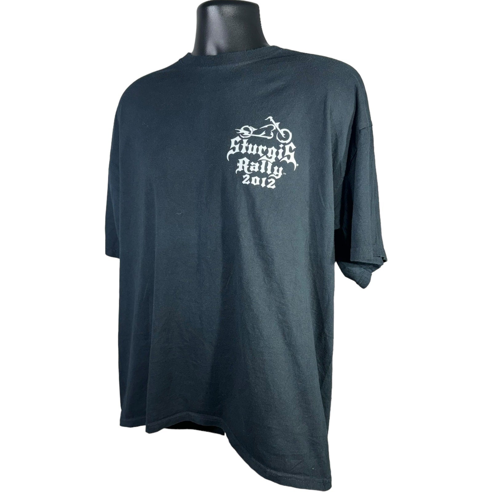 Collection of Strurgis Black Hills Rally Motorcycle Mullet Tee 2012 in a gallery layout