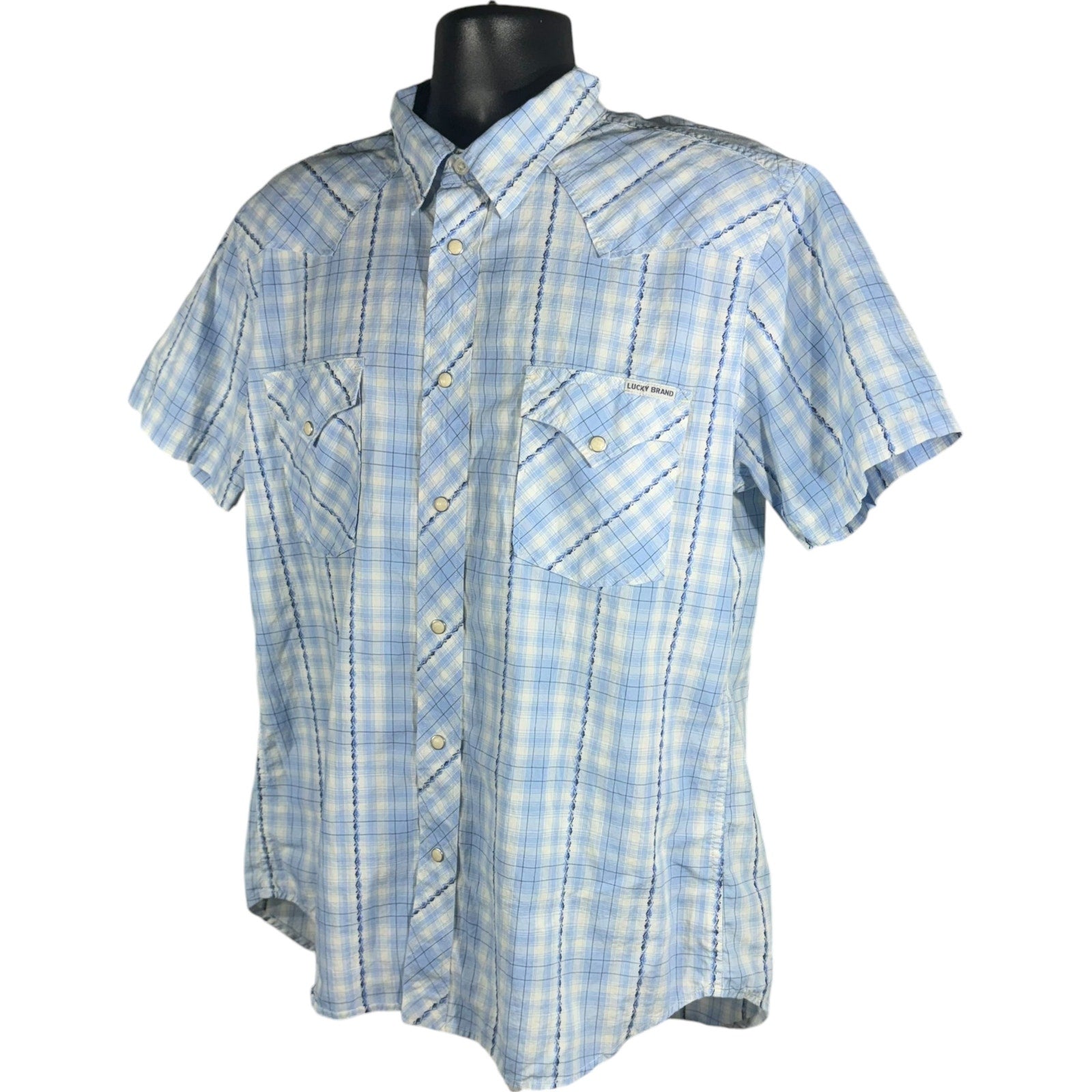 Collection of Lucky Brand Short Sleeve Button Up in a gallery layout